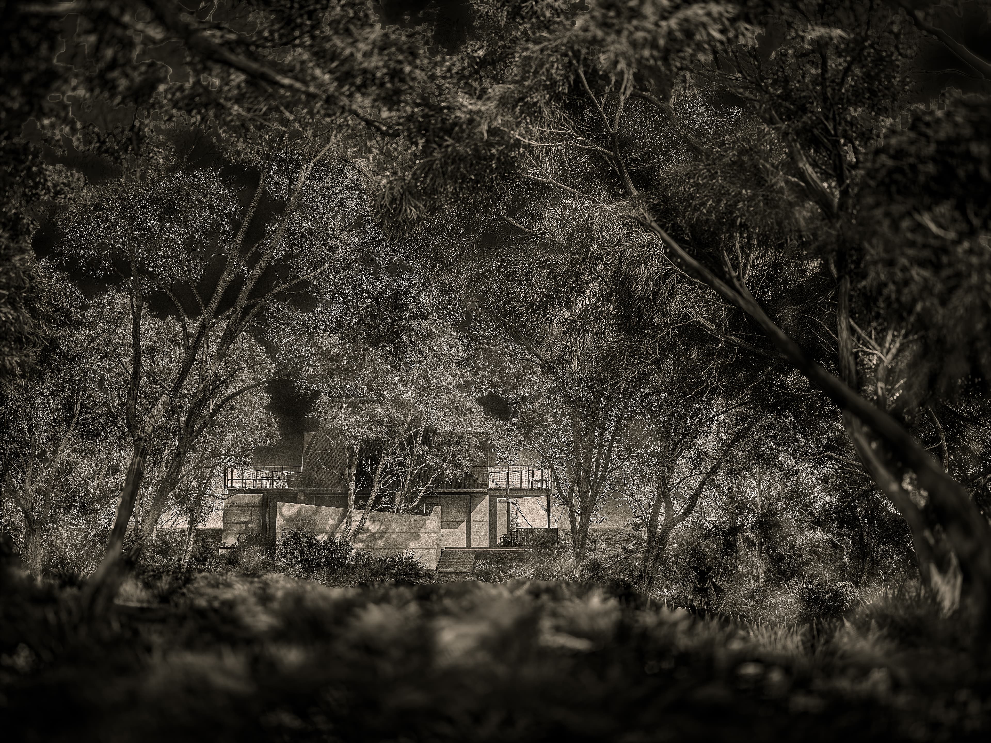 House at dawn from the east
